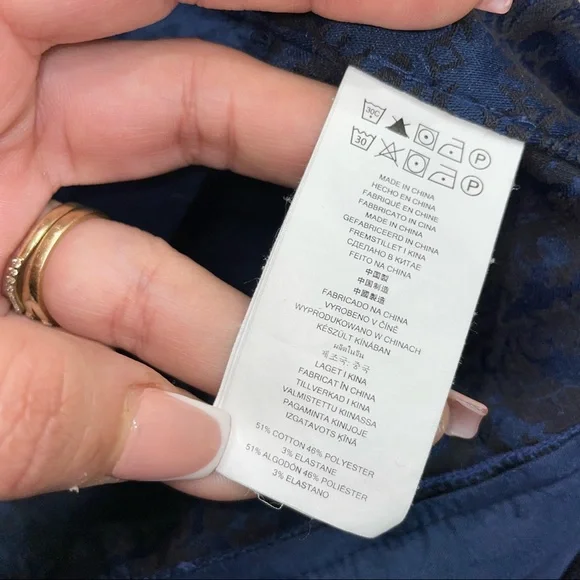 NWOT Michael Michael Kors Navy /Black Metallic Royal damask Print Pant Size 12 - Picture 9 of 10